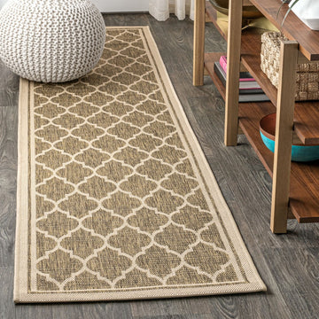 Trebol Moroccan Trellis Textured Weave Indoor/outdoor Runner Rug